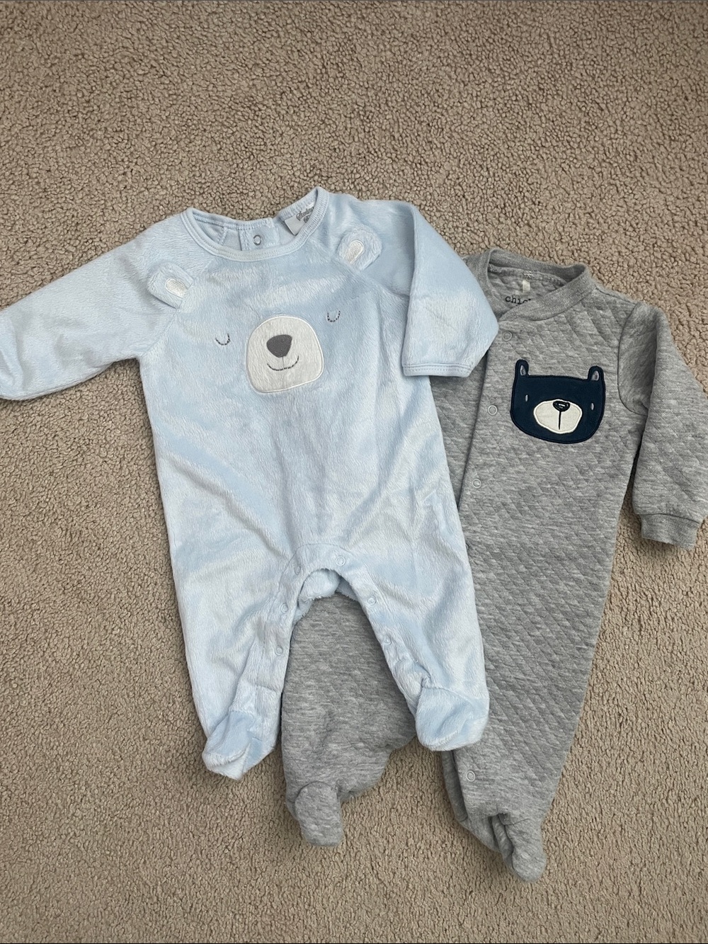 Soft Blue Bear Cozy One-Piece for Kids